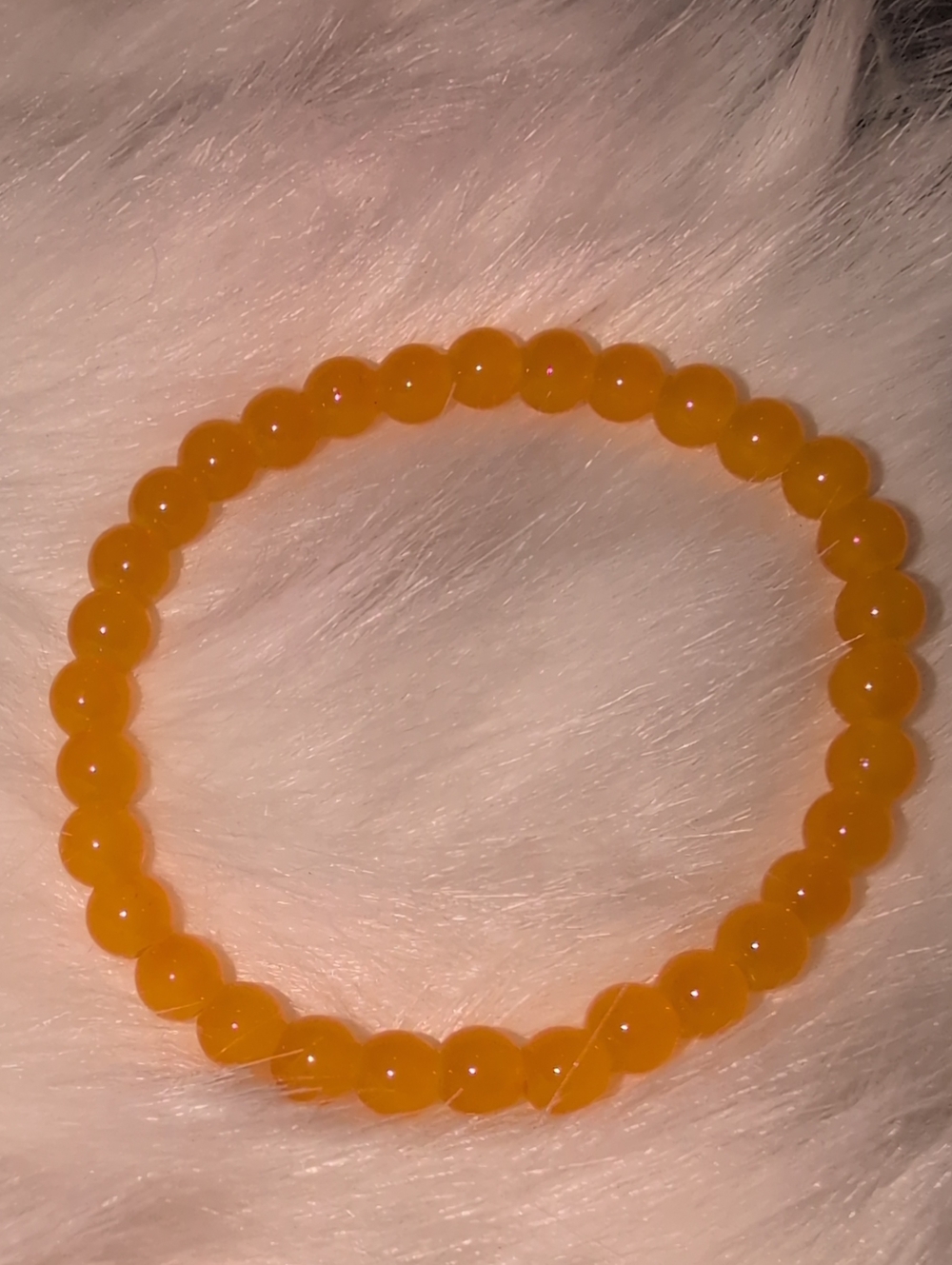 Orange Yellow Marbled Beaded Stretch Bracelet